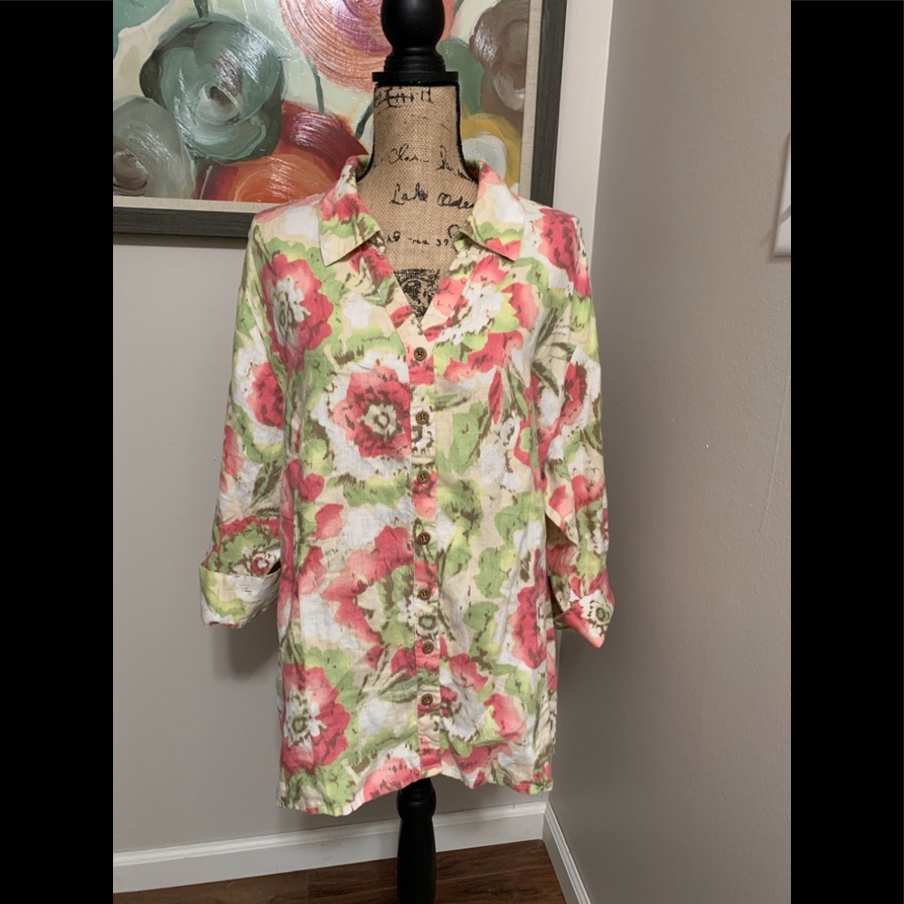 Beautiful JM Collection Linen Blouse💕